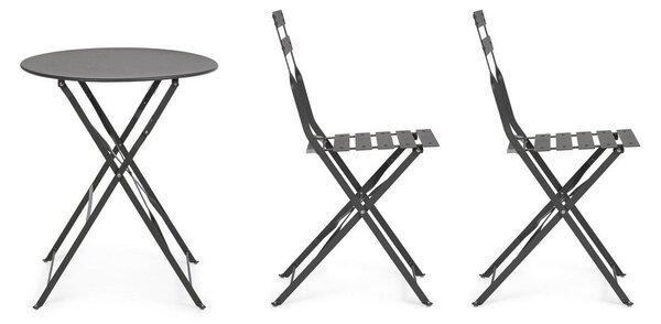 Set da pranzo da giardino color antracite in acciaio per 2 persone Austin – Bizzotto