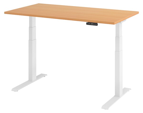 Scrivania elettrica bümö modello XDKB - Finitura: noce, struttura: bianco, dimensioni: 140 x 80 cm