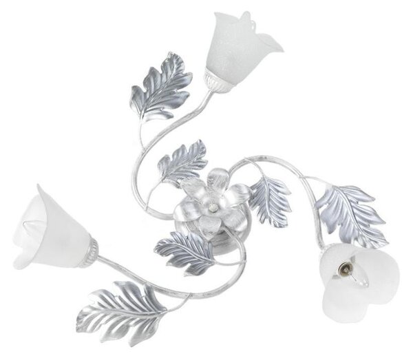 MARILENA PLAFONIERA 3 LUCI CLASSICA IN METALLO BIANCO/ARGENTO CON PARALUMI IN VETRO