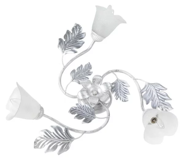 MARILENA PLAFONIERA 3 LUCI CLASSICA IN METALLO BIANCO/ARGENTO CON PARALUMI IN VETRO