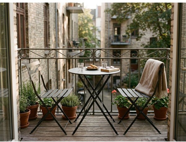 Set da pranzo da giardino color antracite in acciaio per 2 persone Austin – Bizzotto