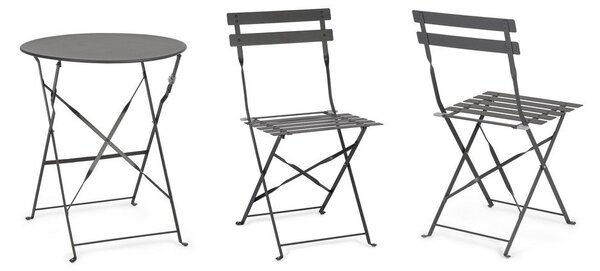 Set da pranzo da giardino color antracite in acciaio per 2 persone Austin – Bizzotto