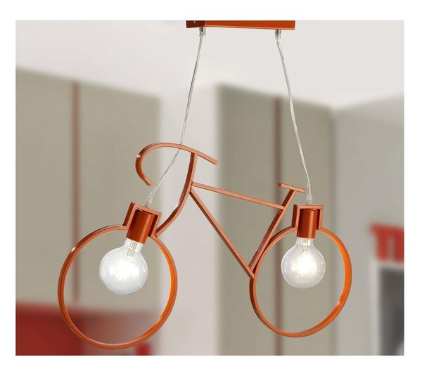 BIKE SOSPENSIONE A FORMA DI BICICLETTA ARANCIONE O NERA LAMPADINE ATTACCO 2XE27