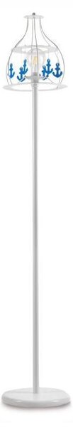 ANCORINA PIANTANA DAL DESIGN MODERNO IN METALLO BIANCO CON ANCORE DECORATIVE BLU