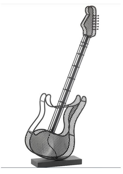ROCK LAMPADA DA TAVOLO A FORMA DI CHITARRA IN METALLO TRAFORATO NERO LED INTEGRATO DA 12W LUCE 3000K