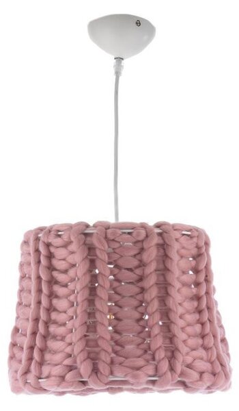 DOLLY SOSPENSIONE SINGOLA MODERNA METALLO BIANCO CON DIFFUSORE IN LANA COLORE ROSA ANTICO