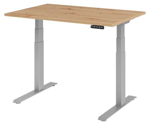 Scrivania elettrica bümö XDKB - Struttura: argento, decorazione: rovere nodoso, dimensioni: 120 x 80 cm