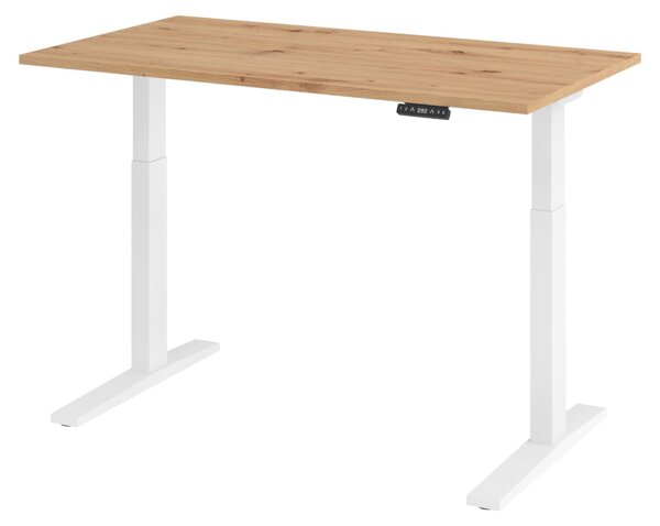 Scrivania elettrica bümö XMKA - Finitura: effetto legno di faggio chiaro, struttura: bianca, dimensioni: 140 x 80 cm