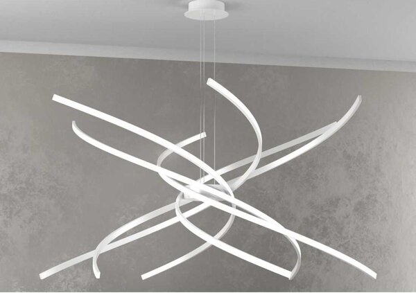 TORNADO LAMPADARIO MODERNO 4 COLORI LED 88W LUCE 3000K O 4000K DIAMETRO CM 100