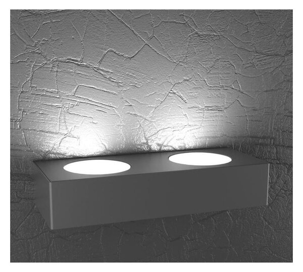PLATE APPLIQUE RETTANGOLARE MONOEMISSIONE 2 LUCI IN METALLO 4 COLORI LAMPADINE ATTACCO GX53
