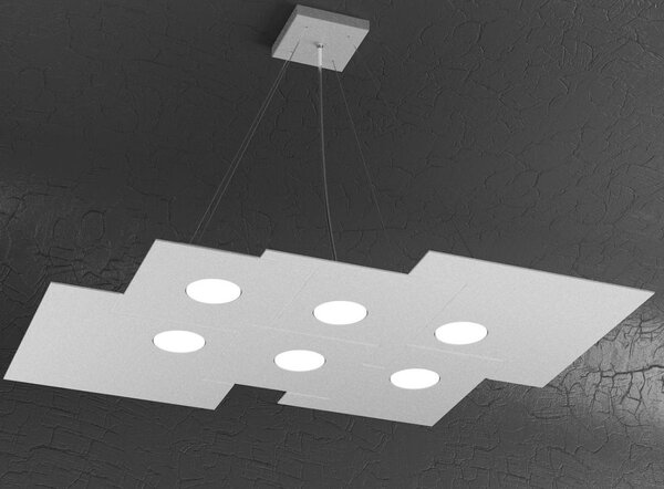 PLATE SOSPENSIONE RETTANGOLARE 8 LUCI IN METALLO 4 COLORI MODERNA LAMPADINE ATTACCO GX53