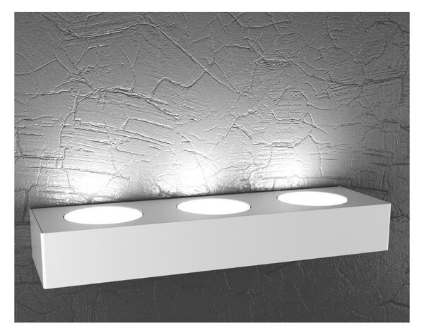 PLATE APPLIQUE RETTANGOLARE MONOEMISSIONE 3 LUCI IN METALLO 4 COLORI LAMPADINE ATTACCO GX53