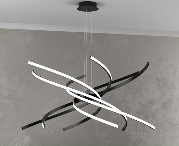 TORNADO LAMPADARIO MODERNO CON LED 69W LUCE 3000K O 4000K DIAMETRO CM 80 4 COLORI