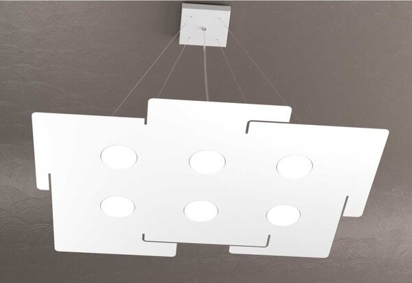 ECHO SOSPENSIONE 6 LUCI MODERNA ED ECONOMICA IN METALLO BIANCO CON ATTACCO LAMPADINE GX53