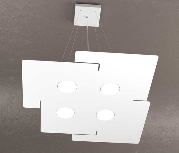 ECHO SOSPENSIONE MODERNA 4 LUCI IN METALLO BIANCO ECONOMICA CON ATTACCO LAMPADINE GX53