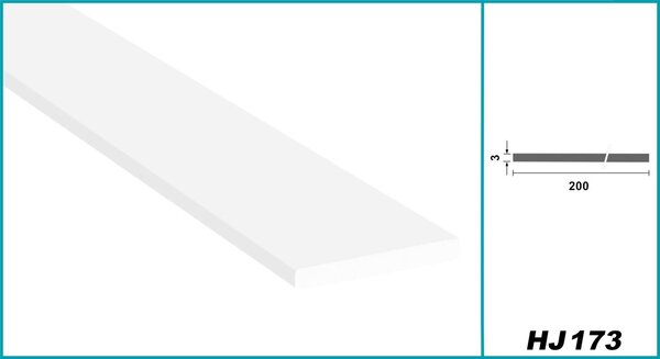 Listelli in PVC bianco, 2 metri - Standard, 3 mm, disponibili con labbro morbido e adesivi - HJ