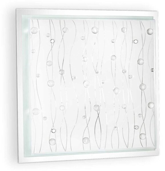 OCEAN PLAFONIERA QUADRATA 42X42 MODERNA IN VETRO CON BOTTONI IN VETRO DECORATIVI IN 2 VARIANTI