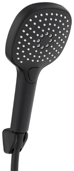 Schläfer 1303500 | Doccetta per Doccia con Tubo Quadrata Nero Opaco, Set Doccia con Flessibile e Supporto, Soffione Doccia Multigetto Universale, Soffione Quadrato alta pressione, Doccia con Pulsante