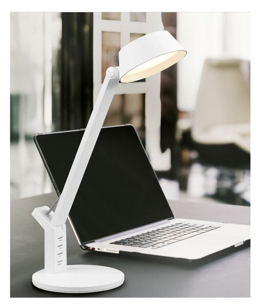 AVA LAMPADA DA TAVOLO ORIENTABILE BIANCA O NERA LED 5W TOUCH DIMMER E PRESA USB