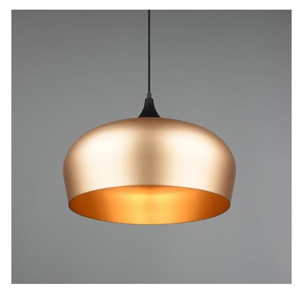 CHIRON SOSPENSIONE IN METALLO NERO CON DIFFUSORE IN OTTONE SATINATO DIAMETRO CM 45 LAMPADINA E27