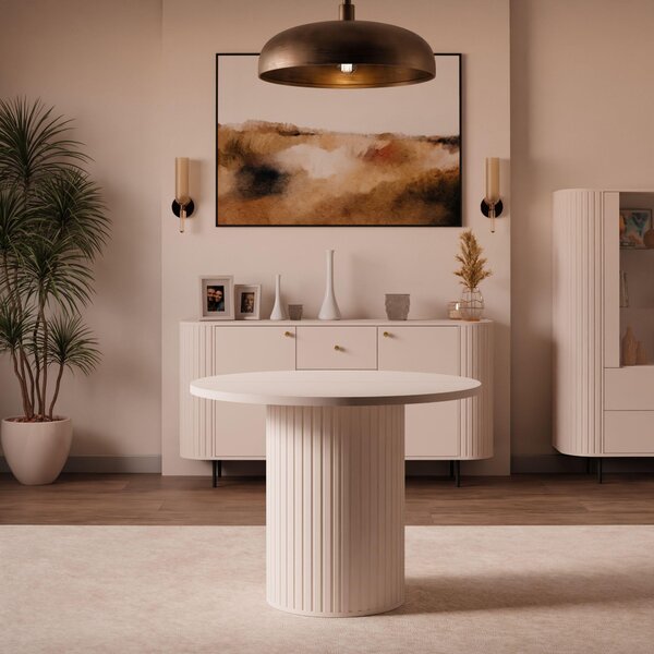Tavolo ovale modello 204, allungabile da 100 a 188 cm, ideale per soggiorno o sala da pranzo, design moderno. Disponibile nei colori: sabbia beige, noce Cremona e noce Dunin