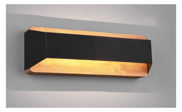 ARINO APPLIQUE RETTANGOLARE IN LEGNO E METALLO NERO LED 13,5W LUCE 3000K DIMMERABILE MODERNA