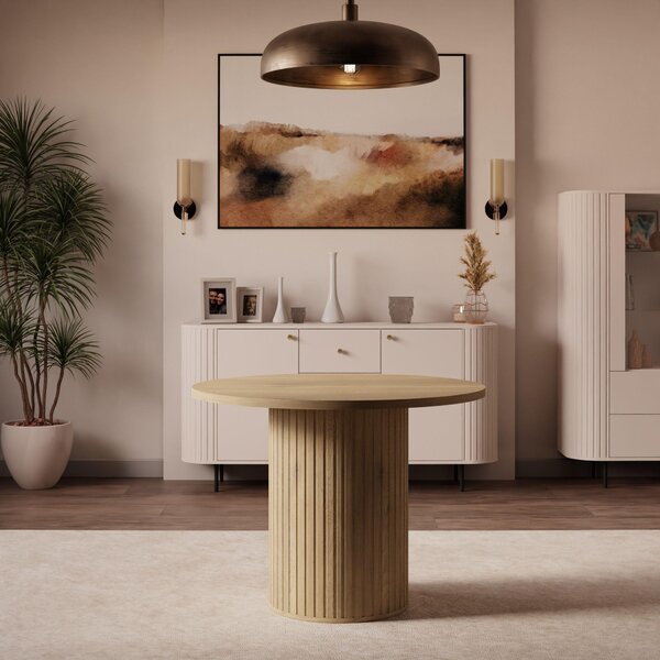 Tavolo ovale modello 204, allungabile da 100 a 188 cm, ideale per soggiorno o sala da pranzo, design moderno. Disponibile nei colori: sabbia beige, noce Cremona e noce Dunin