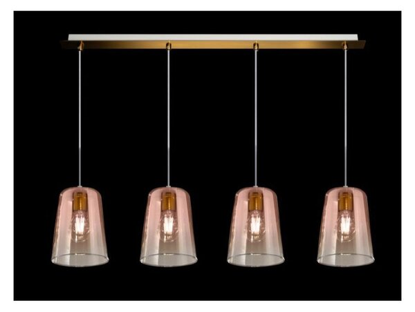 SHADED BINARIO A 4 LUCI IN METALLO FINITURA OTTONE CON CONI IN VETRO AMBRA CROMO OPPURE RAME