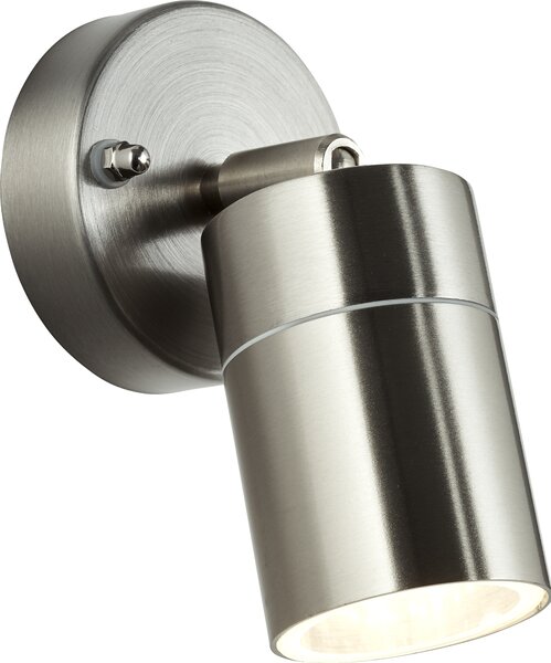 BRILLANTE faretto da parete argentato JANDY | testa orientabile | dimmerabile con una sorgente luminosa adeguata | 1x presa GU10 max. 10 watt | metallo/vetro | IP44
