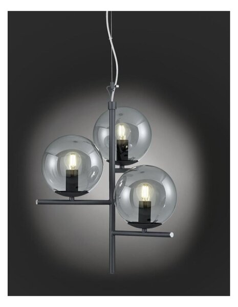 PURE LAMPADARIO A SOSPENSIONE IN METALLO CON 3 SFERE IN VETRO D40 CM