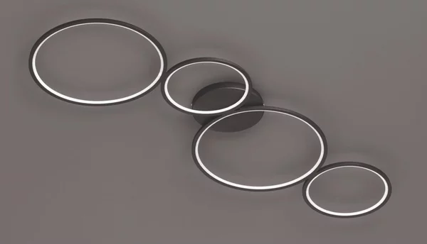 RONDO PLAFONIERA A 4 CERCHI CON LED 37W MODERNA LUCE 3000K DIMMERABILE METALLO 2 FINITURE