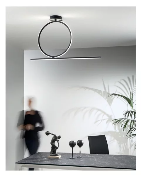 ACROBAT PLAFONIERA MODERNA CON CERCHIO MEDIO LED 35W NERA O ORO DIMMERABILE