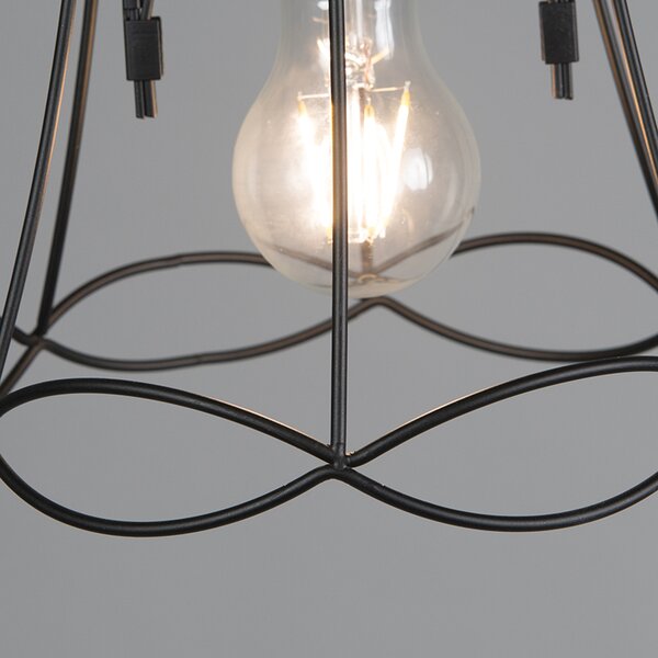 Lampada a sospensione retrò nera 20 cm - Granny Frame