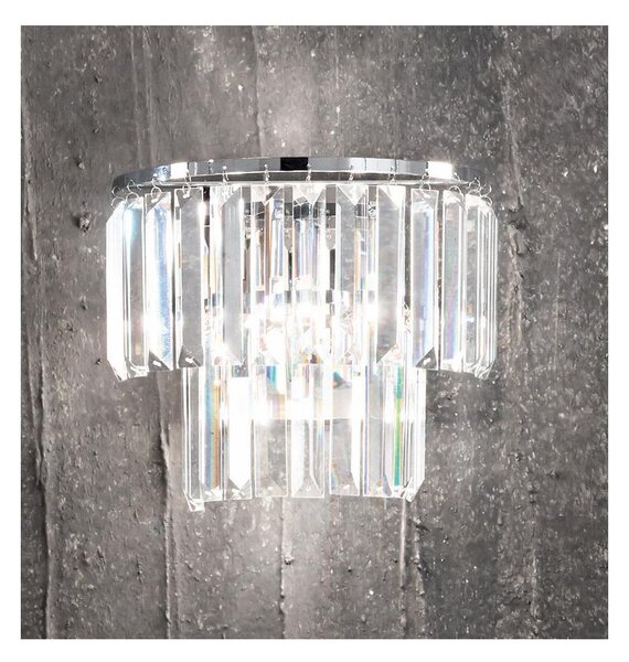 CASTLE APPLIQUE ELEGANTE ORO O CROMO CON PENDENTI DECORATIVI IN CRISTALLO ATTACCO G9