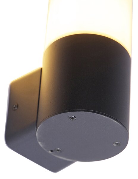 Lampada da parete per esterni moderna nera con diffusore opale IP44 - Odense