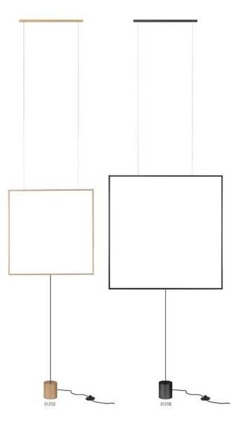 SLICK PIANTANA NERA O ORO QUADRATA ATTACCO A SOFFITTO LED 28W LUCE 3000K MODERNA H260 CM