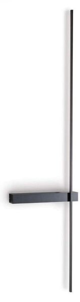 TANGENT APPLIQUE LINEARE NERA CON BASE SU LATO SINISTRO LED 9W LUCE 3000K H103 CM