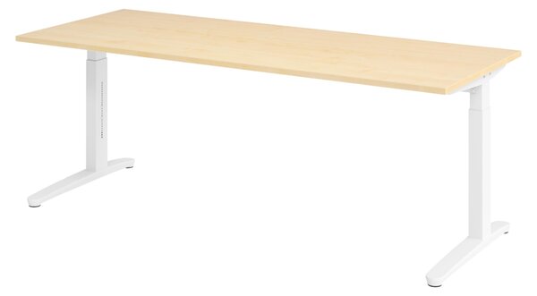 Scrivania della serie bümö XB - Finitura: impiallacciatura di acero, struttura: bianca, dimensioni: 200 x 80 cm