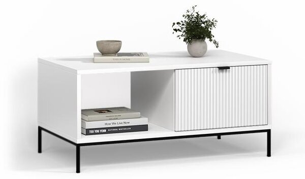 Tavolino da caffè Livinity Aterno Bianco con un cassetto, Model 58948