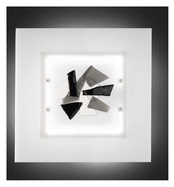 FLAKES PLAFONIERA 48X48 IN VETRO LAVORATO A MANO 3 COLORAZIONI MADE IN ITALY