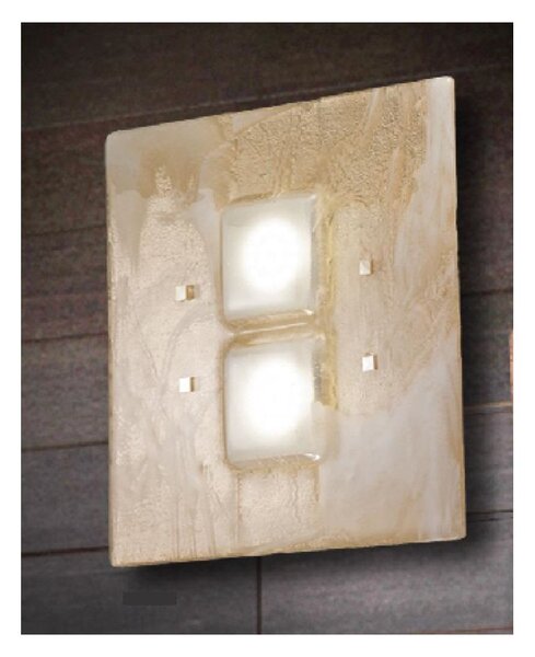 ASTRO PLAFONIERA 38X38 IN VETRO DECORO FOGLIA ORO,RAME O ARGENTO MADE IN ITALY