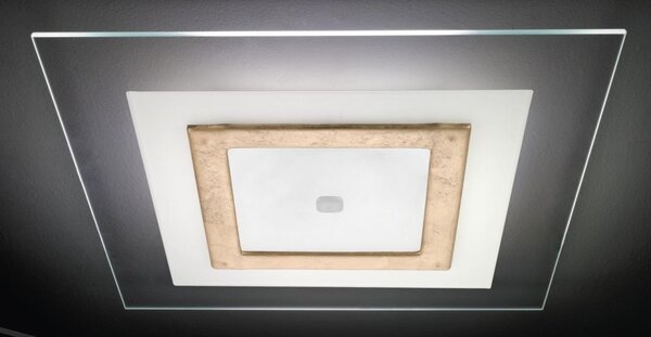 SQUARE PLAFONIERA MODERNA IN VETRO CM 58X58 CON DECORO CENTRALE IN 5 COLORI MADE IN ITALY