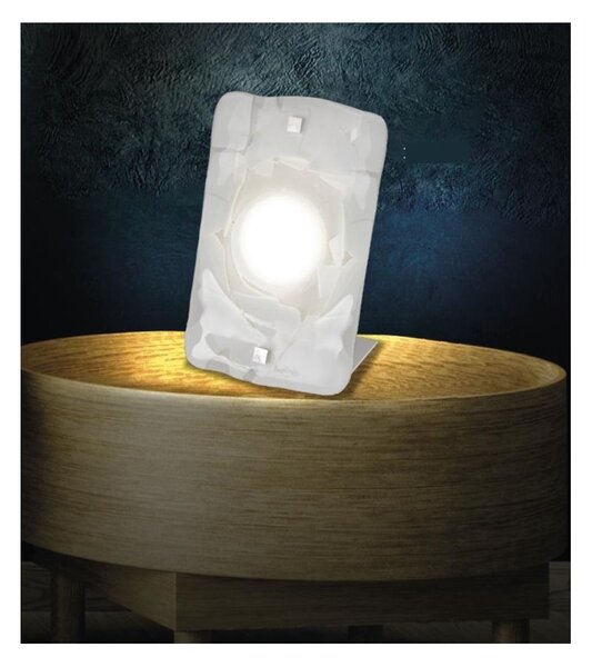 LODGE LUMETTO PICCOLO IN VETRO LAVORATO IN ITALIA DECORO FOGLIA ORO O ARGENTO