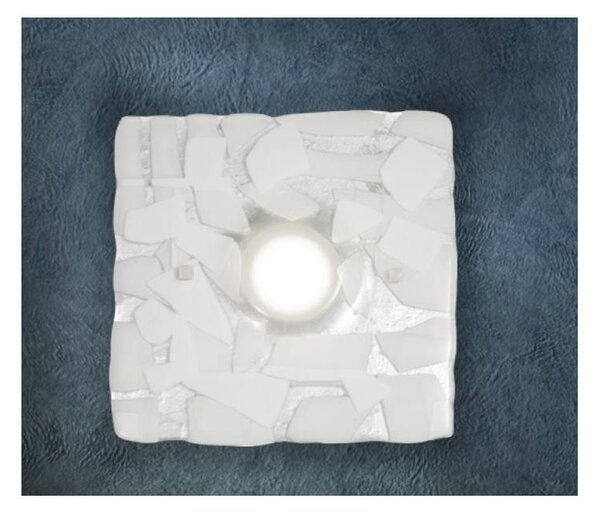 LODGE PICCOLA APPLIQUE 30x30 IN VETRO LAVORATO IN ITALIA DECORO FOGLIA ORO O ARGENTO