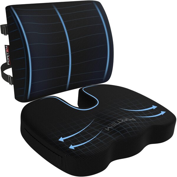 Cuscino lombare e supporto per la schiena per sedia da ufficio, in memory foam, antiscivolo, adatto per gaming e auto