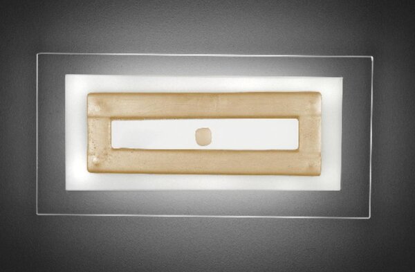SQUARE APPLIQUE MODERNA IN VETRO CM 45X20 CON DECORO IN 5 COLORI MADE IN ITALY