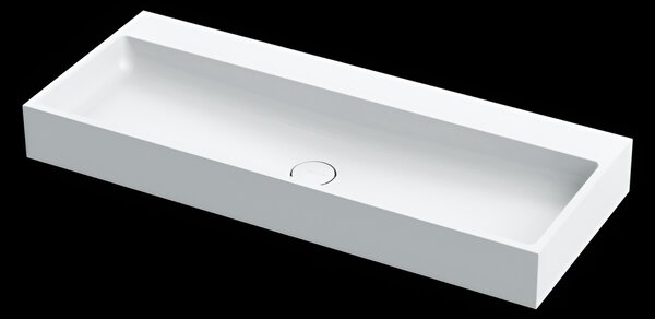 VIGOUR white V4 lavabo Lavabo per mobili 120 cm solid surface senza foro per rubinetto Scarico permanente, bianco opaco