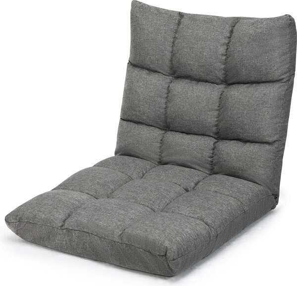 Sedia da terra regolabile COSTWAY, sedia da terra imbottita, cuscino da terra con schienale, sedia da meditazione sedia da finestra (grigio)