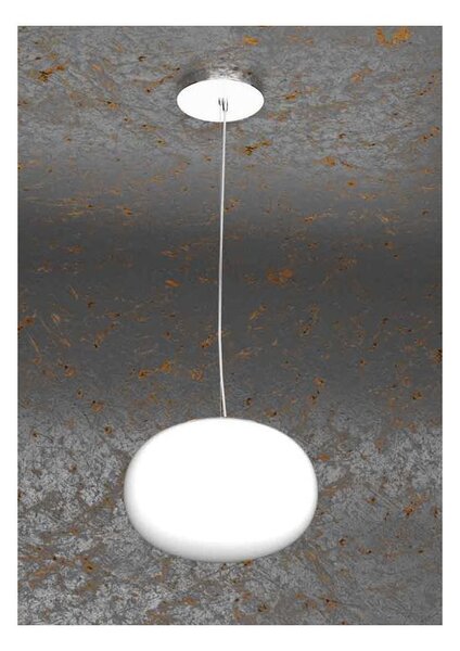 SOFT PICCOLA SOSPENSIONE SINGOLA DIAMETRO CM 18 IN VETRO SOFFIATO BIANCO LATTE MODERNA