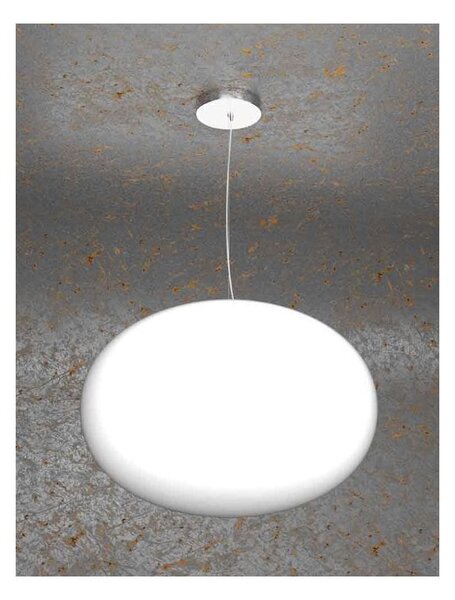 SOFT SOSPENSIONE SINGOLA DIAMETRO CM 45 IN VETRO SOFFIATO BIANCO LATTE MODERNA